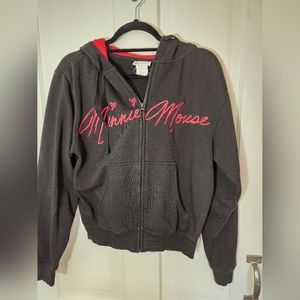 3/$25 Disney Black Minnie Mouse Zip Up Hoodie Size Small